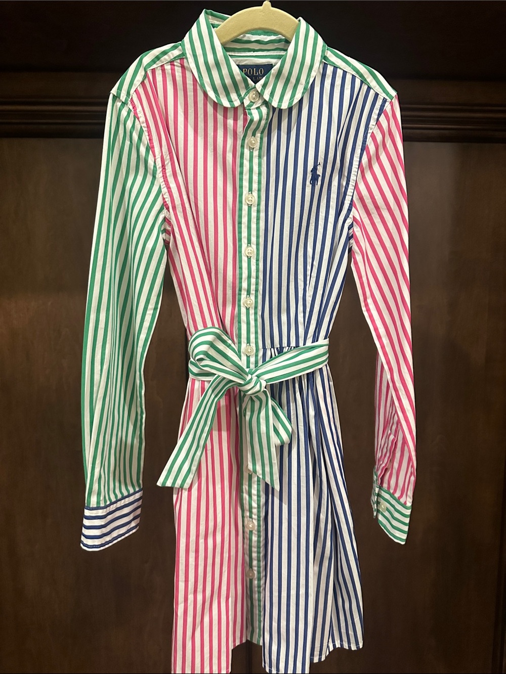 Girls Polo Ralph Lauren Multi-Stripe Shirt Dress never worn